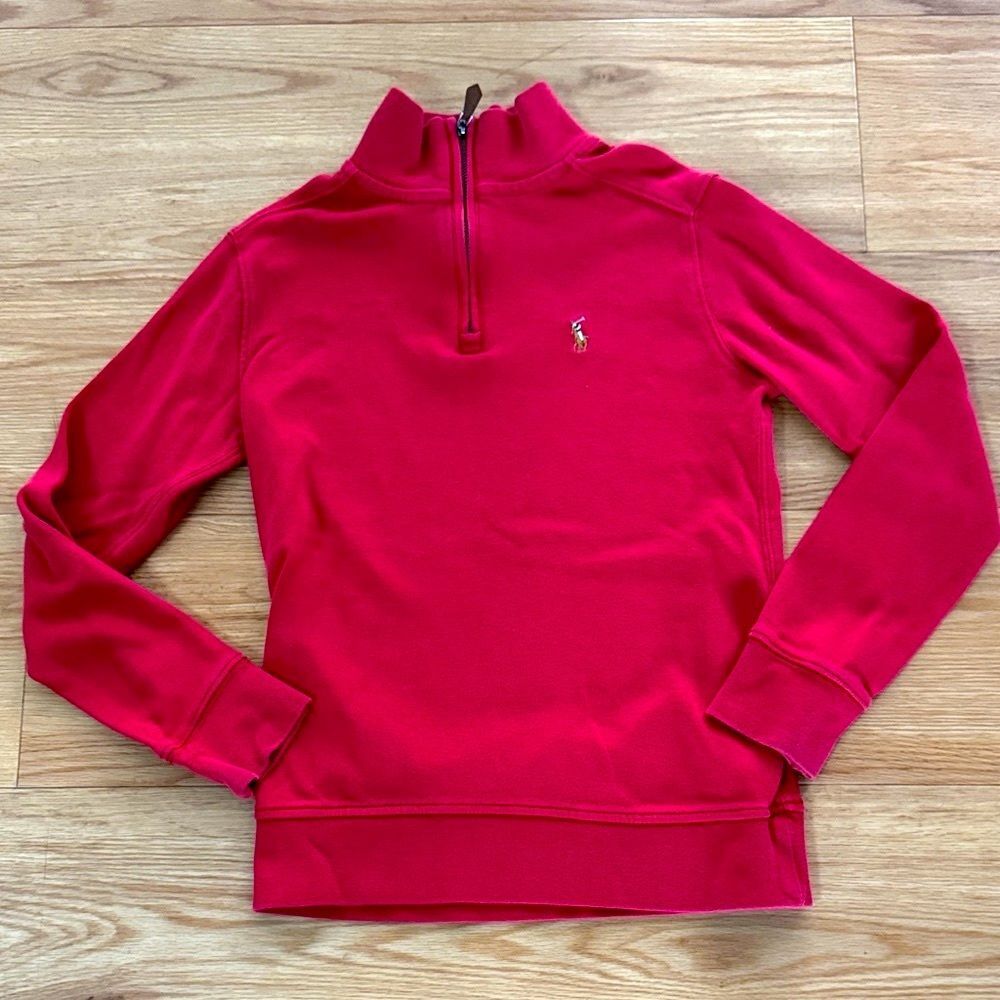 Polo Ralph Lauren Kids Quarter Zip Pullover Size Small 8 Red Preppy Classic